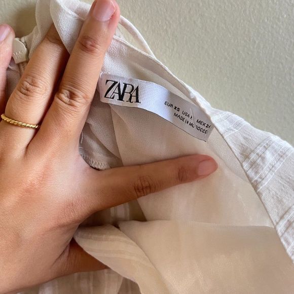 Zara Blogger Fave Cream Striped Knot Front Spaghetti Strap Tunic Dress Size‎ XS - Picture 5 of 12